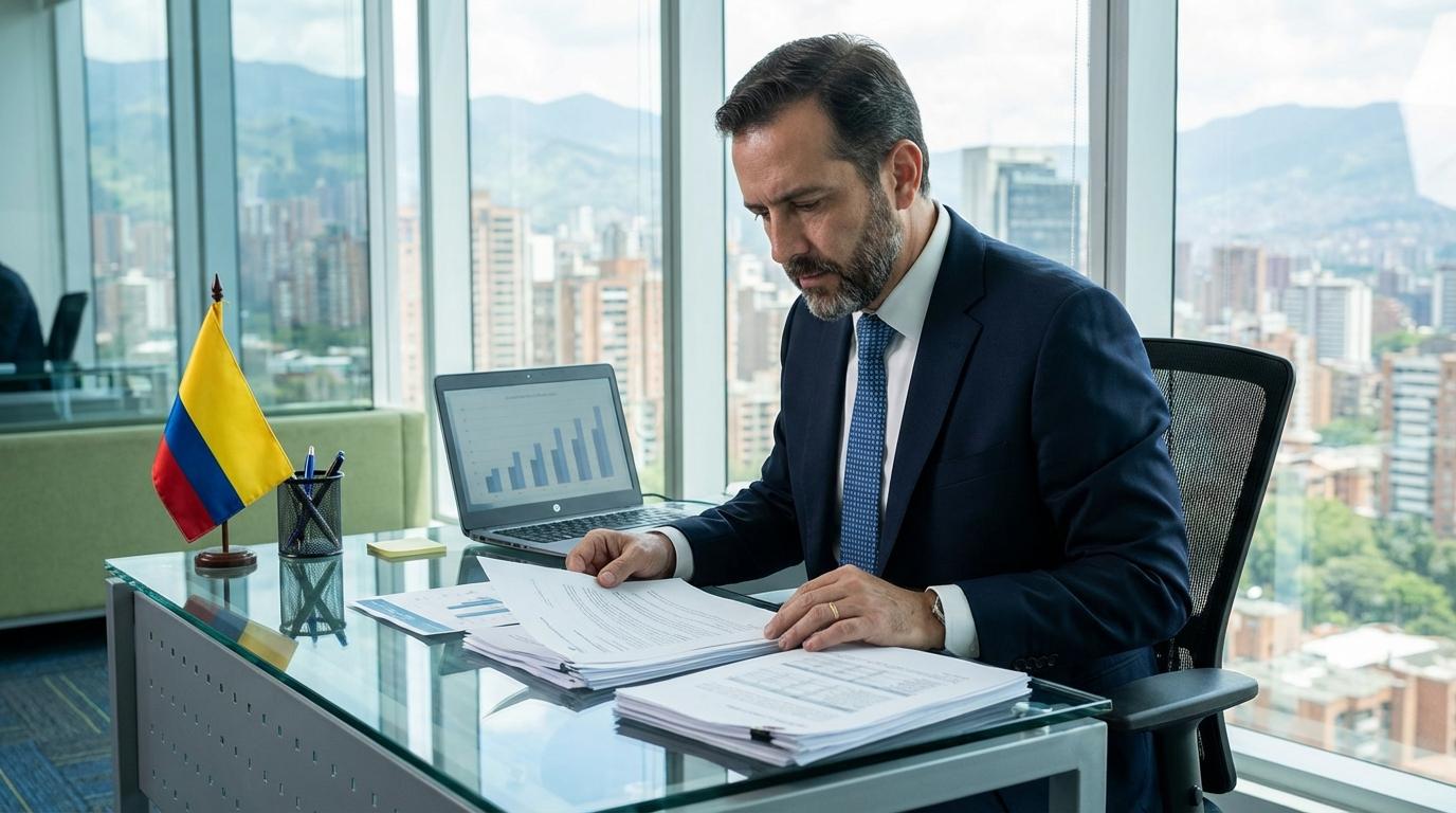 Equipo profesional de contabilidad en oficina moderna en Medellín